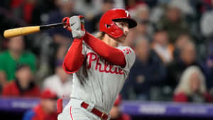 Phillies Player Swinging Bat Wallpaper