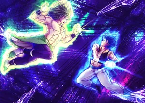 Photo Super Saiyan God Gogeta Blue Takes On Legendary Super Saiyan Broly Wallpaper