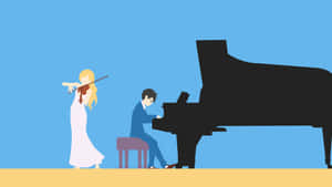 Pianistand Violinist Silhouette Wallpaper