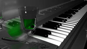 Piano Absinthe Grayscale Art Wallpaper