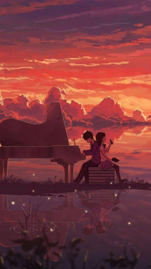 Piano Couple Love Aesthetic Wallpaper