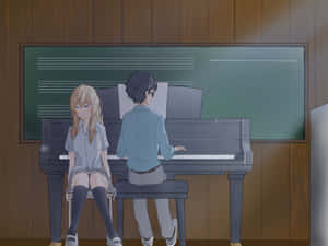 Piano Duet Anime Scene Wallpaper