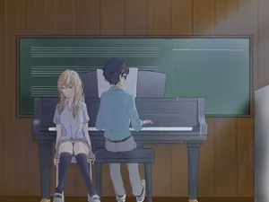 Piano Duet Anime Scene Wallpaper