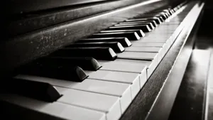 Piano Old Case Monochrome Wallpaper