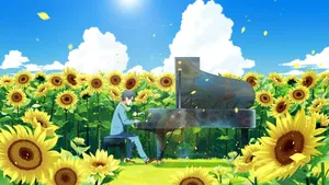 Piano Sunflower Laptop Wallpaper