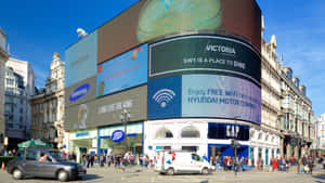 Piccadilly Circus Led Screen In Building Wallpaper