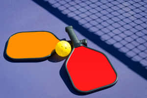 Pickleball Paddlesand Ballon Court Wallpaper