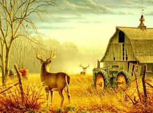 Picturesque Fall Farmhouse Scene Wallpaper