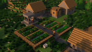 Picturesque Minecraft Village With Stunning Views Wallpaper