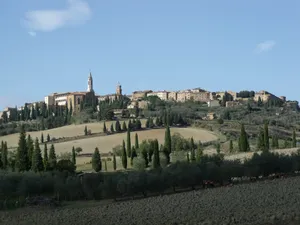 Pienza Village With Hillside Wide Shot Wallpaper