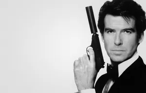 Pierce Brosnan Striking A Classic Pose