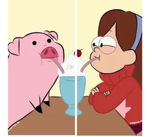 Pig And Girl Cute Matching Best Friend Home Screen Design Wallpaper