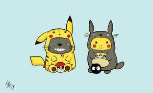 Pikachu And Totoro Bonding Wallpaper