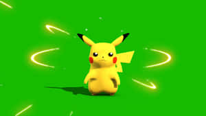 Pikachu On A Green Background With A Light Shining Wallpaper