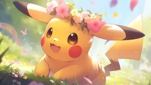 Pikachu Springtime Bliss Wallpaper