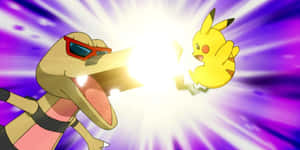 Pikachu_vs_ Krookodile_ Showdown Wallpaper