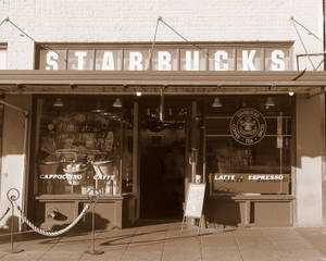 Pike Place Market First Starbucks Wallpaper