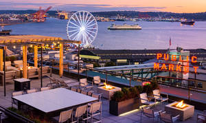 Pike Place Market Rooftop Dining Wallpaper