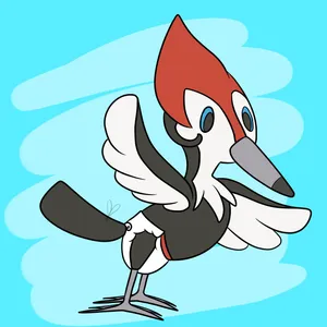 Pikipek Drawing In Blue Background Wallpaper