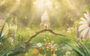 Pikmin Adventurein Blossoming Garden Wallpaper