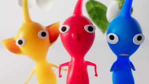 Pikmin Trio Colorful Characters Wallpaper