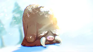 Piloswine Surrounded By Snow Desktop Wallpaper