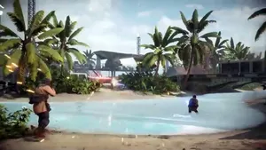 Pilot And Soldier Fight The Imperial Forces In The Battle Of Scarif Wallpaper