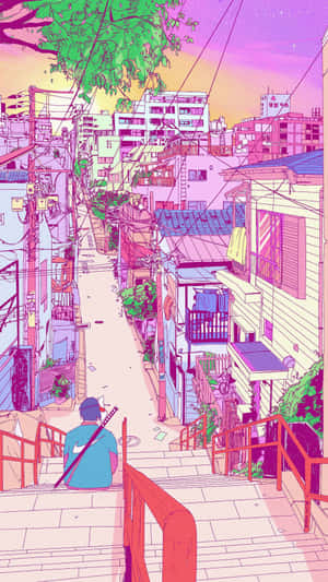 Pink Aesthetic Anime Phone Alley Wallpaper