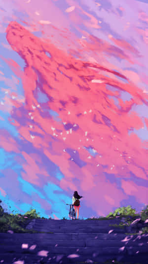 Pink Aesthetic Anime Phone Dragon Clouds Wallpaper