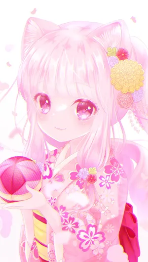 Pink Aesthetic Anime Phone Neko Girl Wallpaper