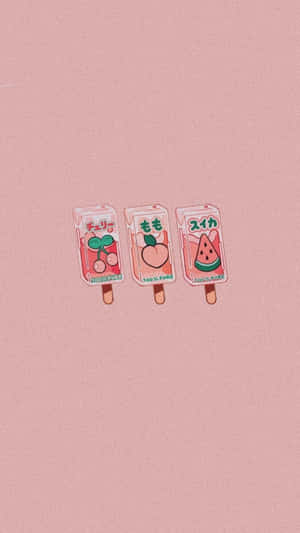 Pink Aesthetic Fruit Popsicles Wallpaper Wallpaper