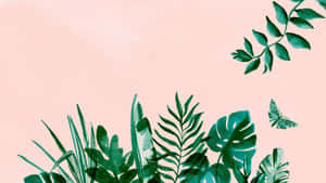 Pink And Green Botanical Contrast Wallpaper