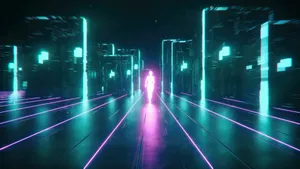 Pink And Teal Neon Lights - Wallpaper Wallpaper