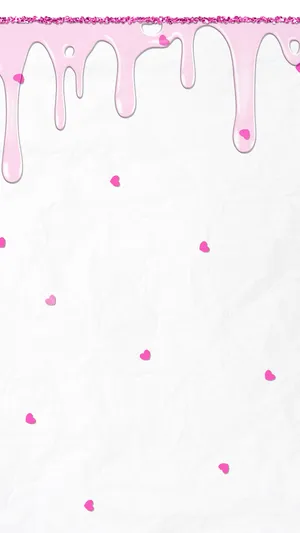 Pink And White Aesthetic Drippy And Hearts Wallpaper