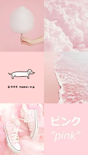 Pink And White Aesthetic Girl Collage Wallpaper