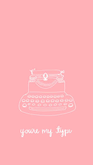 Pink And White Aesthetic Typewriter Minimalist Art Wallpaper