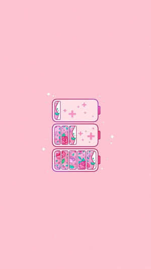 Pink Anime Battery Aesthetic Wallpaper Wallpaper