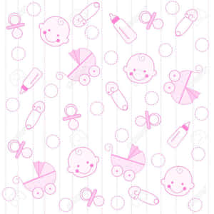 Pink Baby Shower Background With Baby Items Wallpaper