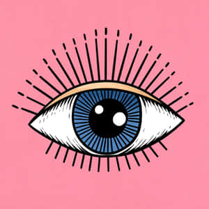 Pink Background Evil Eye Illustration Wallpaper