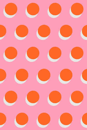 Pink Background Orange Circles Pattern Wallpaper