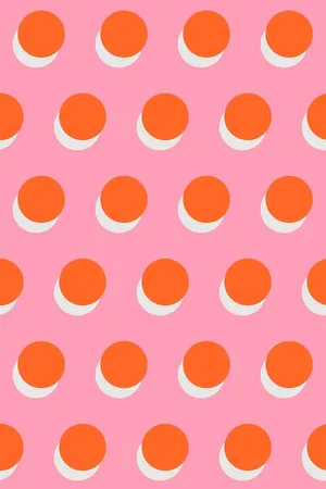 Pink Background Orange Circles Pattern Wallpaper