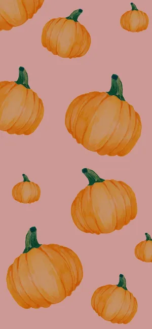 Pink Background Orange Pumpkins Wallpaper