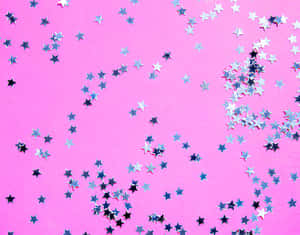 Pink Background Silver Stars Wallpaper