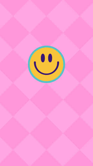 Pink Background Yellow Smiley Face Wallpaper