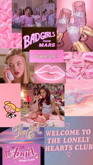 Pink Baddie Aesthetic Collage Wallpaper