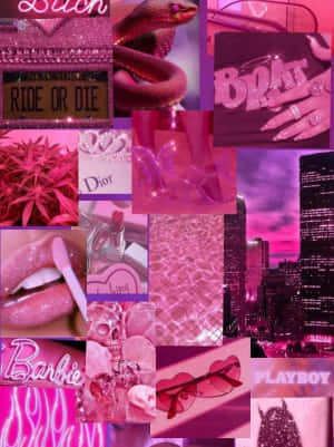Pink_ Baddie_ Aesthetic_ Collage Wallpaper