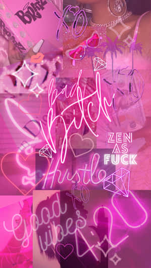 Pink Baddie Aesthetic Collage Wallpaper