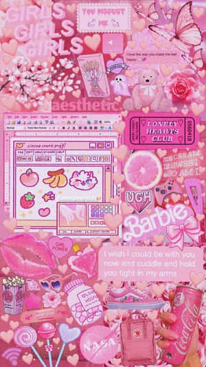 Pink Baddie Barbie Collage Aesthetic Wallpaper