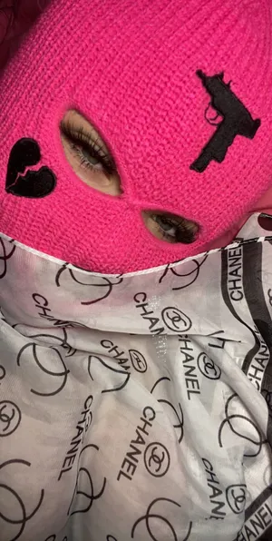 Pink Baddie Ski Maskwith Designer Scarf Wallpaper