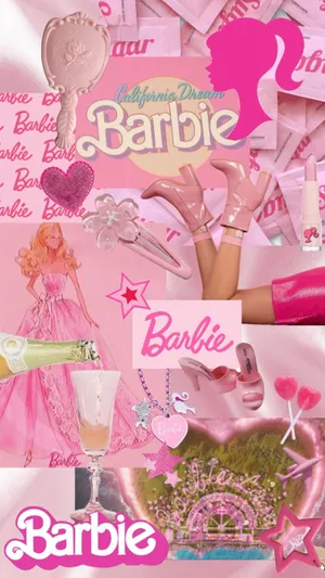Pink Barbie Collage Aesthetic Wallpaper